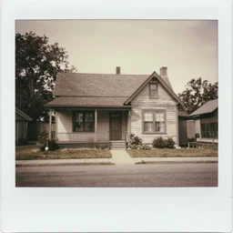 a vintage photo of a grandma's house from the 1930s, taken on a polaroid, sepia, vignette