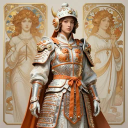 d & d ranger with her porcelain armor, chinese kangxi orange and white, volumetric lighting, fantasy, intricate, elegant, highly detailed, lifelike, photorealistic, digital painting, artstation, illustration, concept art, sharp focus, by john collier and albert aublet and krenz cushart and artem demura and alphonse mucha