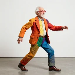 a beautiful old man, made of colored things, vivid dynamic composition, by jeff koons, surreal, overblown vibrant colors, masterpiece, physical based rendering, featured on pixiv, octane renderer, trending on pinterest