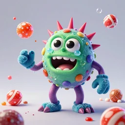a punk monster made of  toxic candy play in the metaverse, 16 K 3D ultrarealistic futuristic utopian and dystopian art, cry engine
