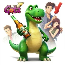 barney the dinosaur holding a broken beer bottle, art gta 5 cover, official fanart behance hd artstation by jesper ejsing, by rhads, makoto shinkai and lois van baarle, ilya kuvshinov, ossdraws