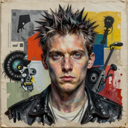 Sam Hyde as sigma maale, detailed and highly reliefed analogue mixed media collage with canvas texture in style of conteporary art, punk art, photorealistic, expressionism, masterpiece, perfect composition, spectacular quality, intricate oil details