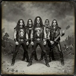 vintage daguerreotype of a death metal band