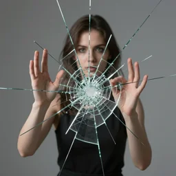 a woman made of glass that has shattered