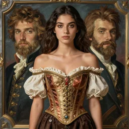 portrait of young beautiful gorgeous irresistible captivating israeli latina glamour model portrait wearing 1 7 th century off - the - shoulder bodice, jodhpurs greg manchess painting by sargent and leyendecker, studio ghibli close - up asymmetrical intricate elegant illustration hearthstone, by greg rutkowski by greg tocchini by james gilleard