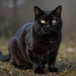 very fat black cat hyperdetail painting
