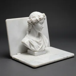 Laptop made of marble, statue