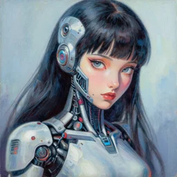 palette knife artwork of a cybernetic princess, sharp focus, by james jean, by rossdraws, frank franzzeta, sakimichan