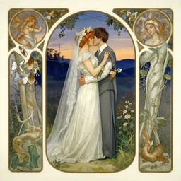 Wedding at Dusk, art by Evelyn De Morgan
