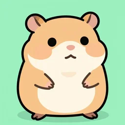 cartoon, doodle, vector, adobe illustrator, fat round hamster, fantasy, tiny arms, big body, pastel, bright, simple lines, clean cut, close up, solid background