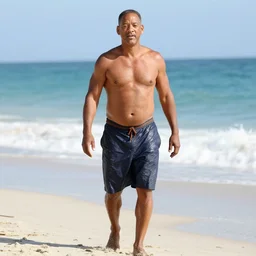 fat shirtless will smith at the beach