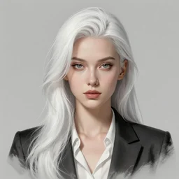 character concept art of a gorgeous stylish white haired business woman | | distinct - fine, key visual, realistic shaded perfect face, fine details by stanley artgerm lau, wlop, rossdraws, james jean, andrei riabovitchev, marc simonetti, sakimichan, and jakub rebelka, trending on artstation