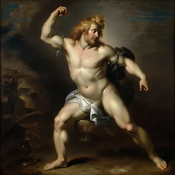renaissance painting of hercules with shining blond hair by peter paul rubens