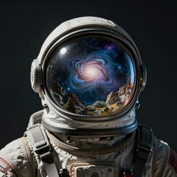 a space helmet with the universe inside of it