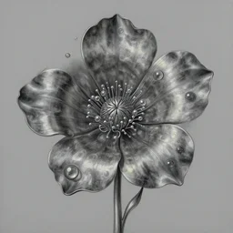 a painting of a metallic flower on a gray background, an airbrush painting by Earnst Haeckel and H R Giger, trending on zbrush central, cloisonnism, high detail, detailed painting, biomorphic, bubbles, exotic, alien hybrids.