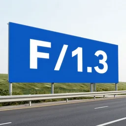 a big promotion banner on the side of the highway, 8 5 mm, f / 1. 3