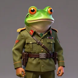 Pepe the Frog in WW1 General Uniform, modeling, posing, photorealistic lighting, professional lighting, vibrant colors, maximalism, ultra facial detail, gta 5 skin tone, photorealistic skin tone, Tooth Wu Artgerm Greg Rutkowski Alphonse Mucha Beeple artstation deviantart, 8k, fanart, extreme aesthetic