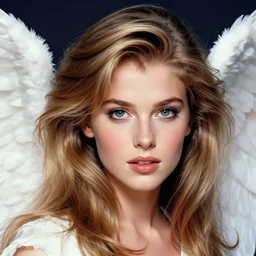 young olivia newton - john as an angel with wings, single head, hyper realistic face, beautiful eyes, fantasy art, in the style of greg rutkowski, illustration, epic, fantasy, intricate, hyper detailed, artstation, concept art, smooth, sharp focus, vibrant