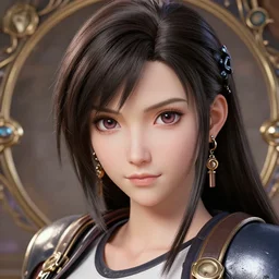 a stunning intricate exquisite imaginative exciting close up portrait of tifa lockhart, ornate magical intricate and soft by ruan jia, tom bagshaw, alphonse mucha, krenz cushart, beautiful palace ruins in the background, epic sky, vray render, artstation, deviantart, pinterest, 5 0 0 px models