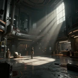 a photorealistic hyperrealistic render of a beautifully cyberpunk interior scene by greg rutkowski, wlop, artgerm, dramatic lighting, strong shadows, volumetric, cinematic atmosphere, octane render, artstation, 8 k