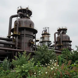 massive extraordinary industrial machinery overgrown by wild nature by ansel adams and josef koudelka