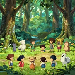 aforest kitbash scenario  game asset pack to kitbash. 4k, spritesheet Ori and the blind forest. Ghibli studio