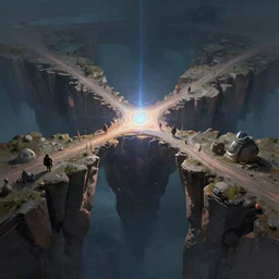 concept art of the spacetime nexus precipice dimension, key visual, ambient lighting, highly detailed, digital painting, artstation, concept art, sharp focus, by krenz cushart and wenjun lin
