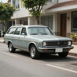 a 1970s station wagon on the street