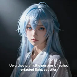 “Uwu the prismatic person, the spirit of echo, refracted light, caustics, light rays shining through, 4k photo”