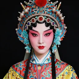 studio portrait of legitimate kind colorful female sacred drama peking opera tsing yi absurdly beautiful, elegant, young sexy elegant woman, super fine surreal detailed facial illustration by kim jung gi, iraqi nadar, intricate lines, clear focus, vivid colors, matte, octopath voyager, final fantasy, unreal engine highly rendered, global illumination, radiant light, intricate environments