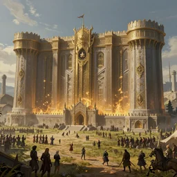 powerful thick energywall in the middle of an open medieval battlefield, highly intricate details, trending on artstation, cgsociety, 8 k, cinematic, unreal engine, octane render, illustration digital painting, sharp focus, art by wlop and greg rutkowski, rule of thirds, golden ratio, ambient lighting