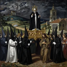 A A Holy Week procession of souls in a Spanish landscape at night by El Greco.