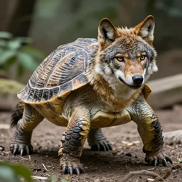 wolf turtle hybrid anmial, wildlife photography, photorealistic, 4 k, detailed