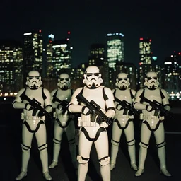 halo odst troopers on a film noire city skyline at night