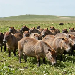 quite a lot of caprisonnes are stored in a field, realistic