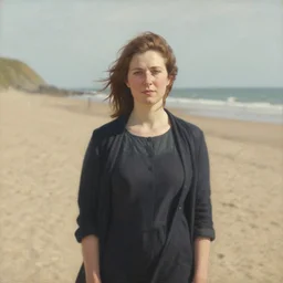 a portrait of a woman on an english beach by nine leen