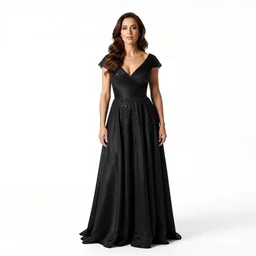 stoic opera singer in gown, photorealistic portrait photography, full body, standing, isolated on a pure white background, centered, whole figure in frame, sharp focus, studio lighting