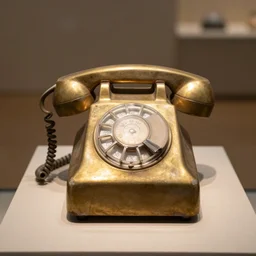 a telephone made in ancient greece, displayed in a museum