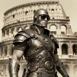 rome warrior in sunglasses solarpunk masterpiece detailed shadows