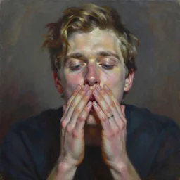 a schizophrenic person blowing their mind, by ross tran, oil on canvas