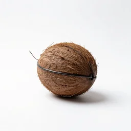 wrought iron coconut, commercial catalog photo, isolated on a pure white background, centered, entire object in frame, sharp focus, soft studio lighting