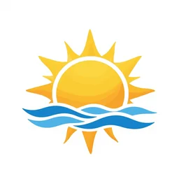 a logo of the sun with waves coming out of it, vector, 2 d