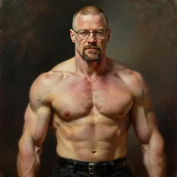 ultimate gigachad, incredibly muscular sans undertale, walter white with chiseled jawline, trending on /r/moreplatesmoredates, oil on canvas artstation by J. C. Leyendecker and Edmund Blair Leighton and Charlie Bowater octane render