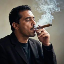 a photo of a man smoking a cigar