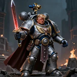 'donald trump as the god emperor in warhammer 40k, hyperrealistic, detailed'