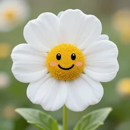 a cute flower with a cartoon face, photorealistic, depth of field, 4k