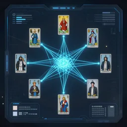 beautiful render of futuristic user interface for visualising neural networks, tarot by victo ngai and andreas rocha and greg rutkowski, trending on artstation, unreal engine, 8 k hd wallpaper, kitbash, game assets, asset pack