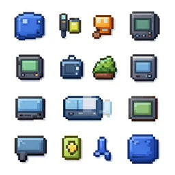 zoom on game assets from the pixel art game there is no game