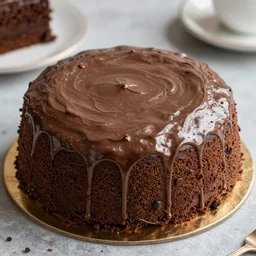 chocolate cake with metallic texture