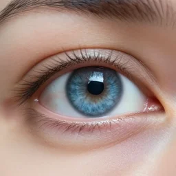 A close up shot of a crying eye, blue iris, extremely high detail foto realistic